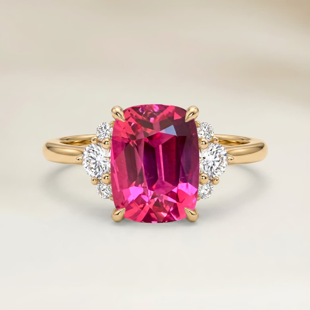 Shoulder-Set Ring in Pink Spinel Cushion 2.02ct