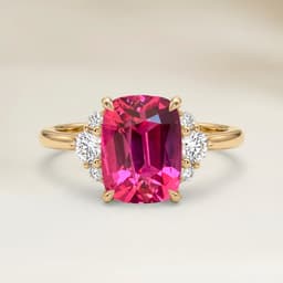Shoulder-Set Ring in Pink Spinel Cushion 2.02ct