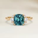 Shoulder-Set Ring – Teal Sapphire Cushion 1.31ct