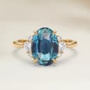 Shoulder-Set Ring Oval Teal Sapphire 2.01ct