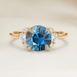 Bague Epaulé Saphir Teal Rond de 1,55ct