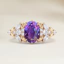 Blumenring Violetter Saphir Oval 1,05ct