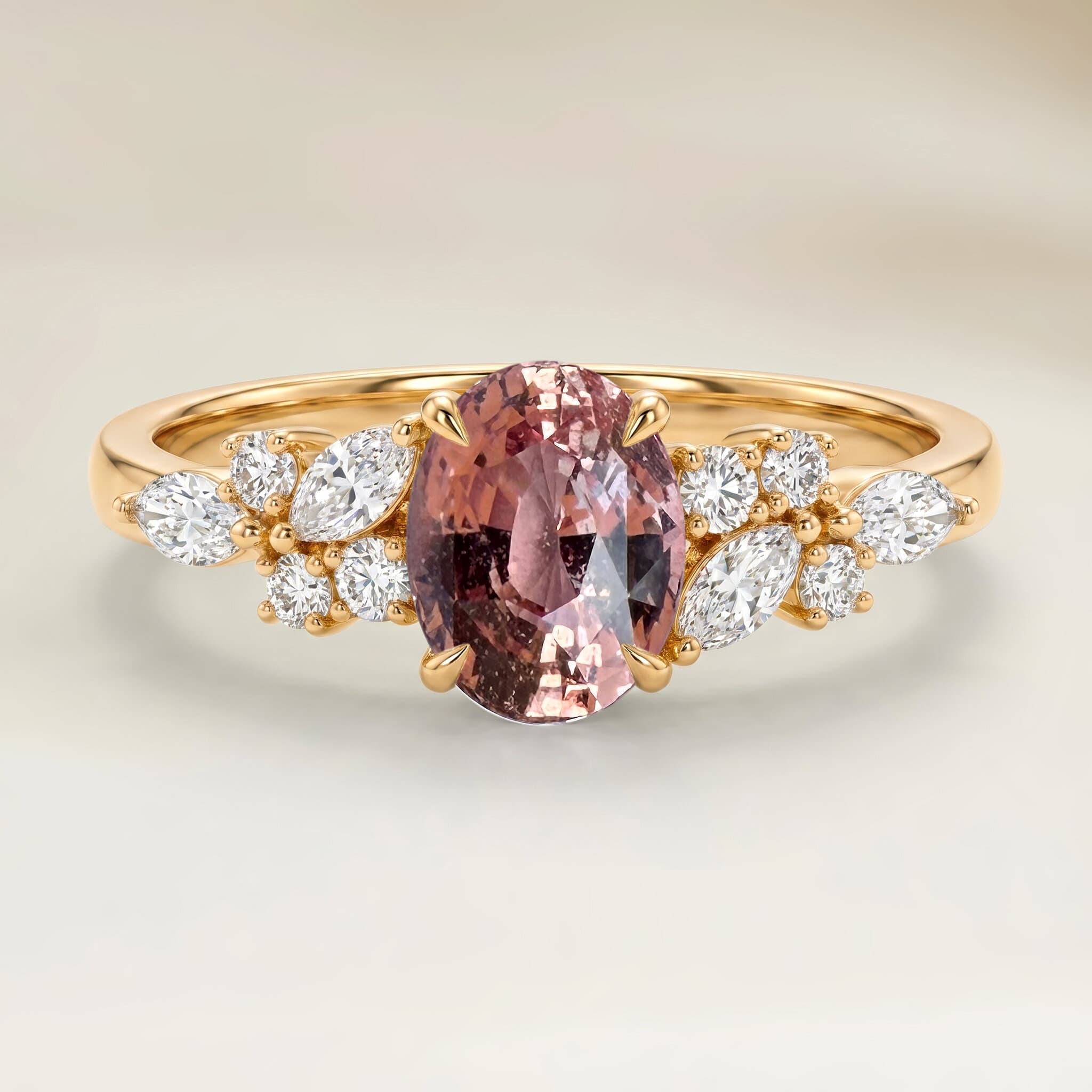 Bague Floral Saphir Padparadscha de 1,54ct image 2