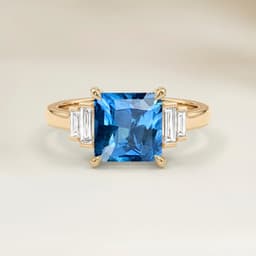 Anillo Art Deco Zafiro Teal Radiant de 1,54ct