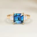Art Deco Teal Sapphire Rectangle Ring, 1.04ct