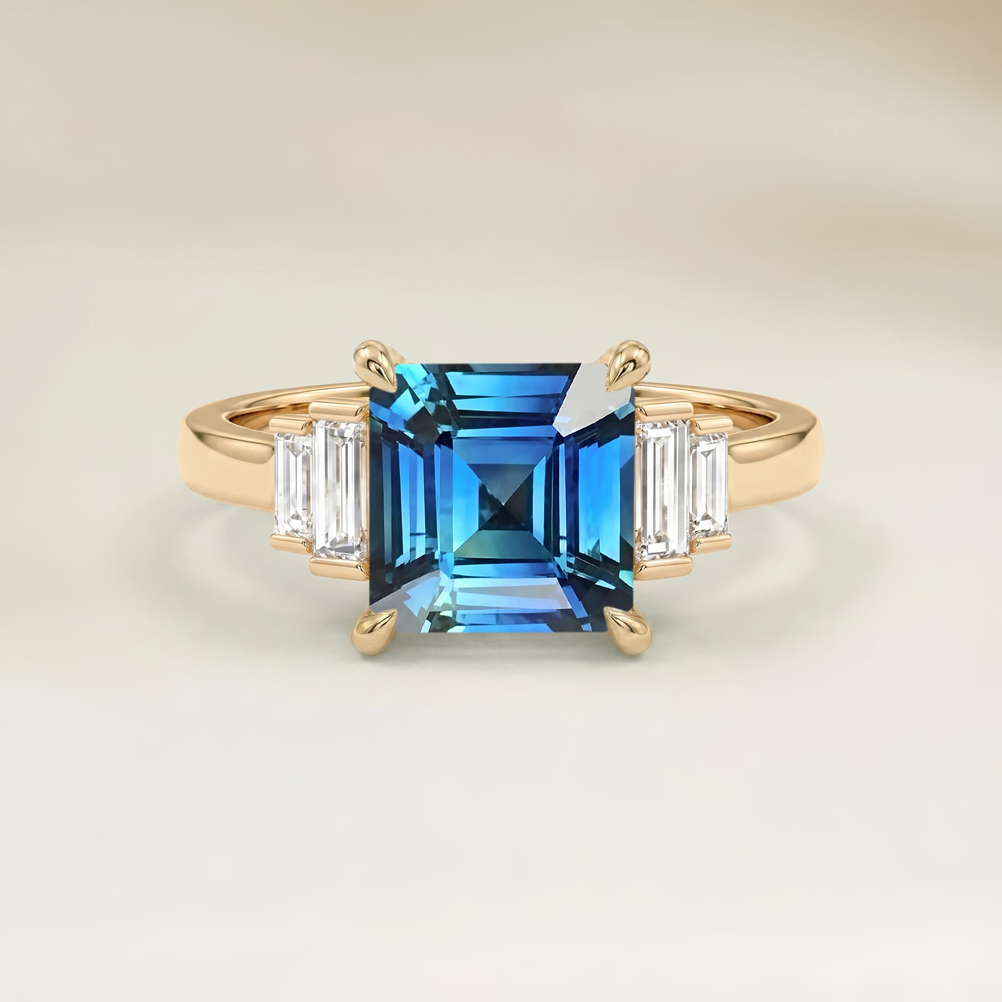 Bague Art Deco Saphir Teal Rectangle de 1,04ct image 2