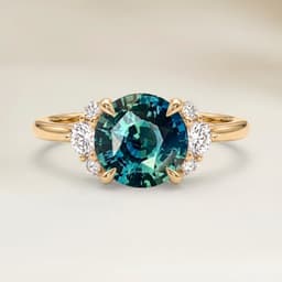 Bague Epaulé Saphir Teal Rond de 2,58ct
