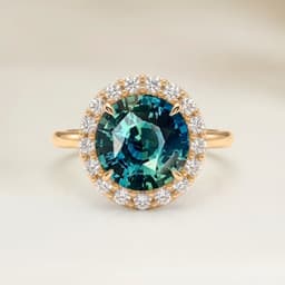 Bague Vintage Saphir Teal Rond de 2,58ct