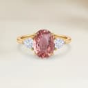 Shoulder-Set Ring in Padparadscha Sapphire Oval 2.02ct