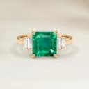 Art Deco Ring with 0.74ct Rectangle Zambian Emerald