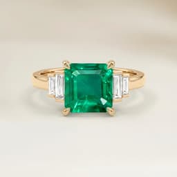 Art Deco Ring with 0.74ct Rectangle Zambian Emerald