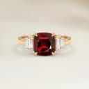 Art Deco Red Spinel Cushion Ring 2.39ct