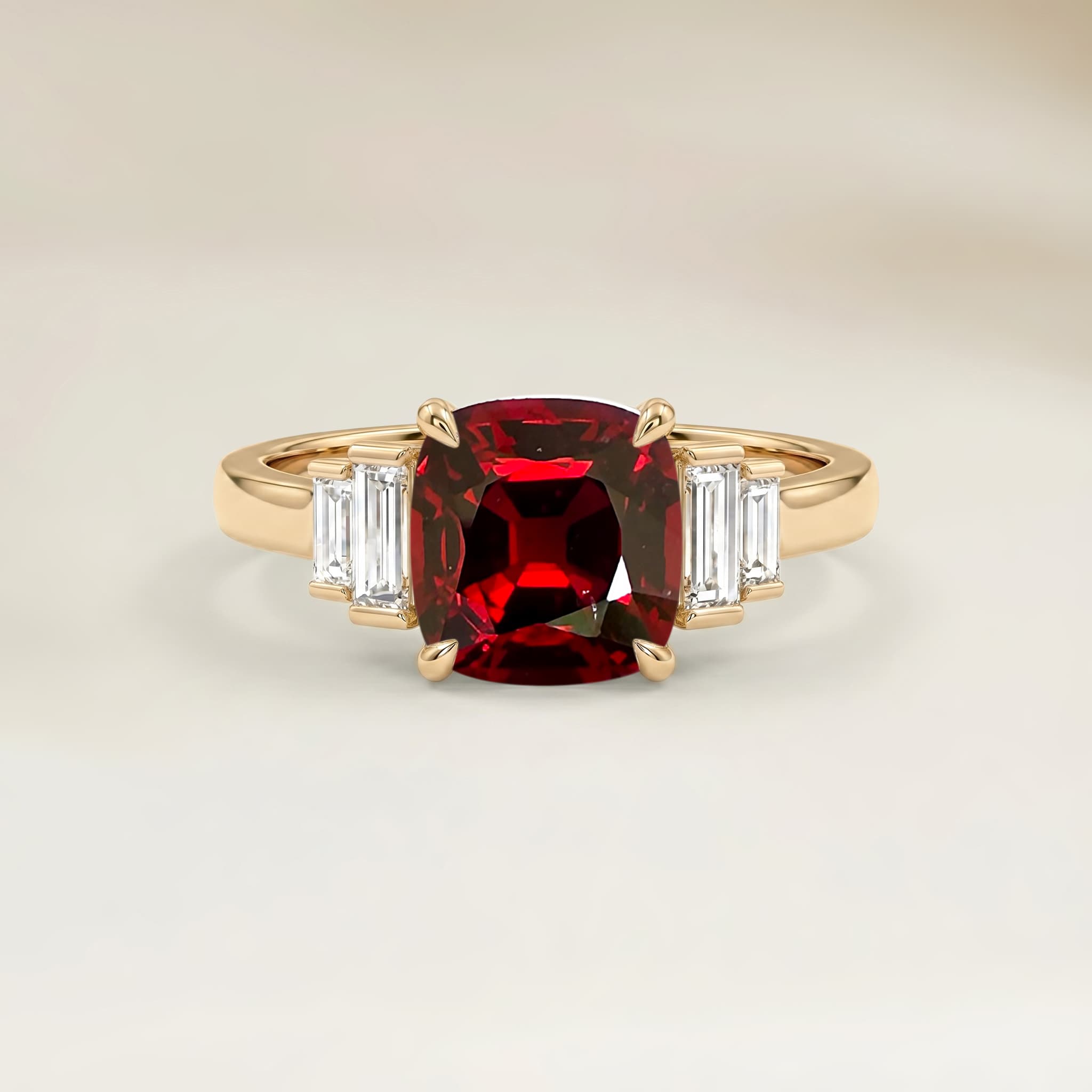Bague Art Deco Spinelle Rouge Coussin de 2,39ct image 2