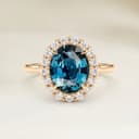 Bague Vintage Saphir Teal Ovale de 1,53ct