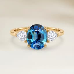 Ring Schulter-Fassung Teal-Saphir Oval 2,04ct