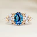 Blumenring Teal-Saphir Oval 2,04ct