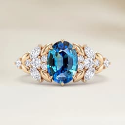 Blumenring Teal-Saphir Oval 2,04ct