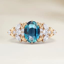 Blumenring Teal-Saphir Oval 2,01ct