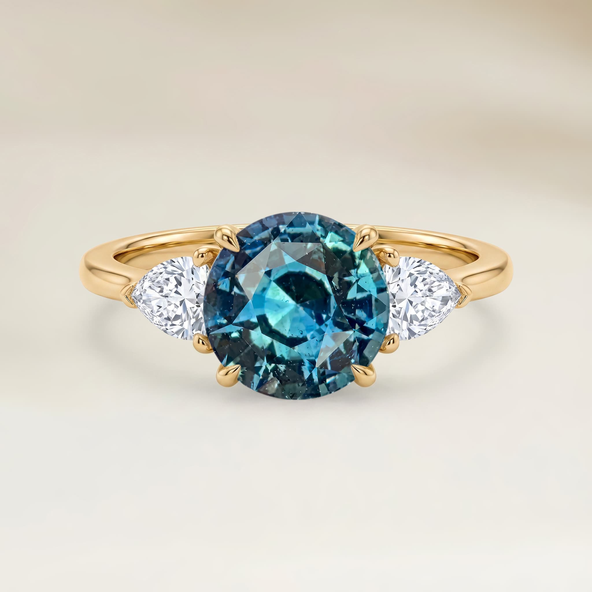 Bague Epaulé Saphir Teal Rond de 2,08ct image 2