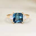 Art Deco Blue Spinel Square Ring 0.90ct