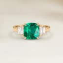 Bague Art Deco Emeraude de Zambie Coussin de 0,53ct