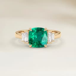 Anello Art Déco Smeraldo dello Zambia Cuscino da 0,53ct