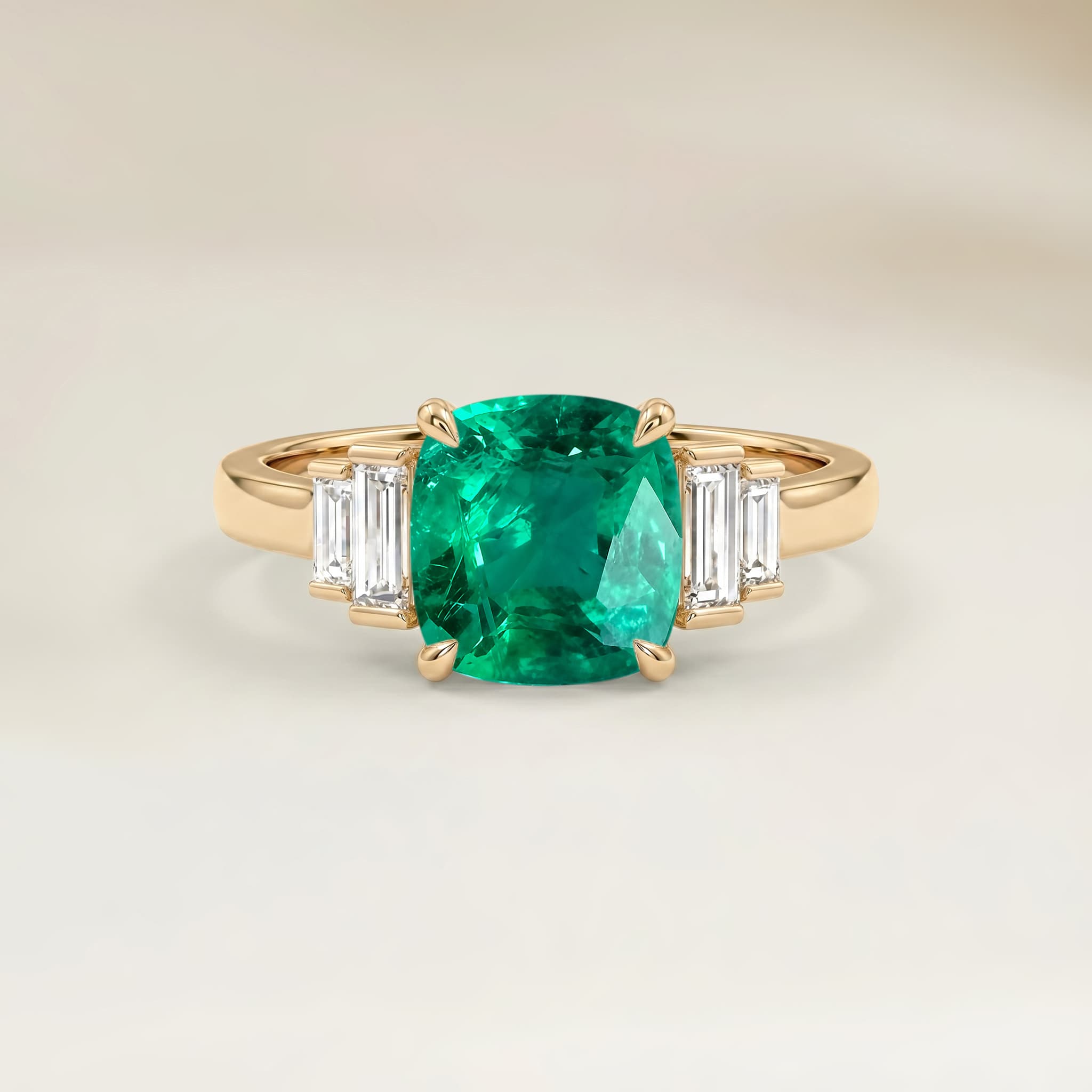 Bague Art Deco Emeraude de Zambie Coussin de 0,53ct image 2
