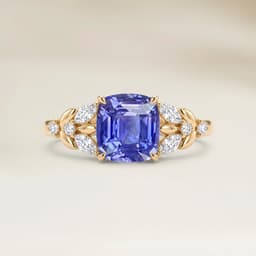 Floral Ring – Violet Sapphire Cushion Cut 1.54ct
