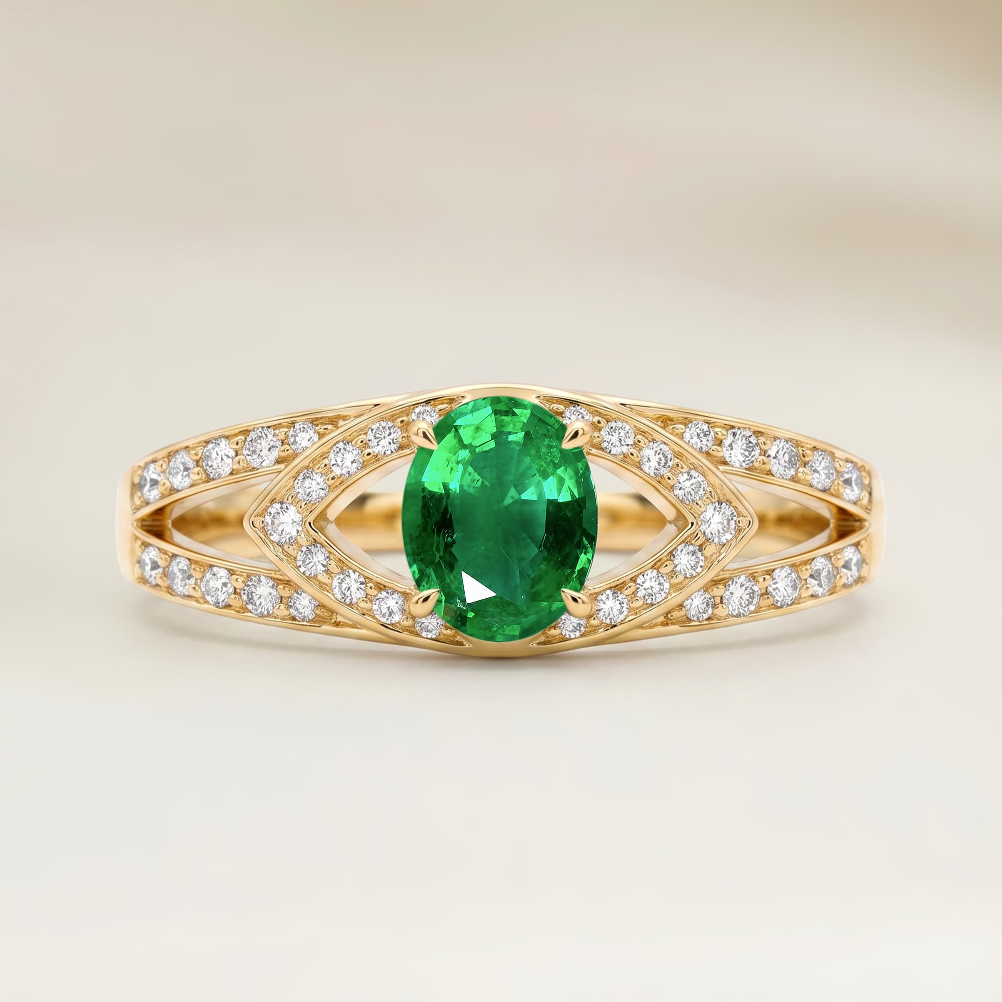 Bague Moderne Emeraude de Zambie Ovale de 1,60ct