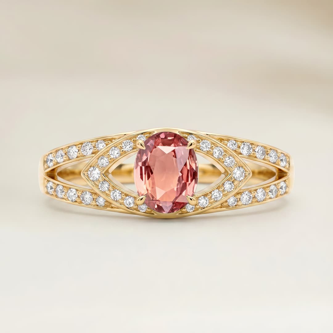Bague Moderne Saphir Padparadscha Ovale de 1,55ct