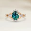 Bague Floral Saphir Teal Ovale de 2,55ct
