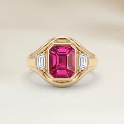 Bague Art Deco Saphir Rose Rectangle de 2,55ct