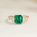 Bague Art Deco Emeraude de Zambie Carré de 0,96ct