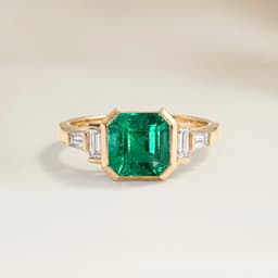 Anillo Art Déco Esmeralda de Zambia Cuadrada de 0,96 ct