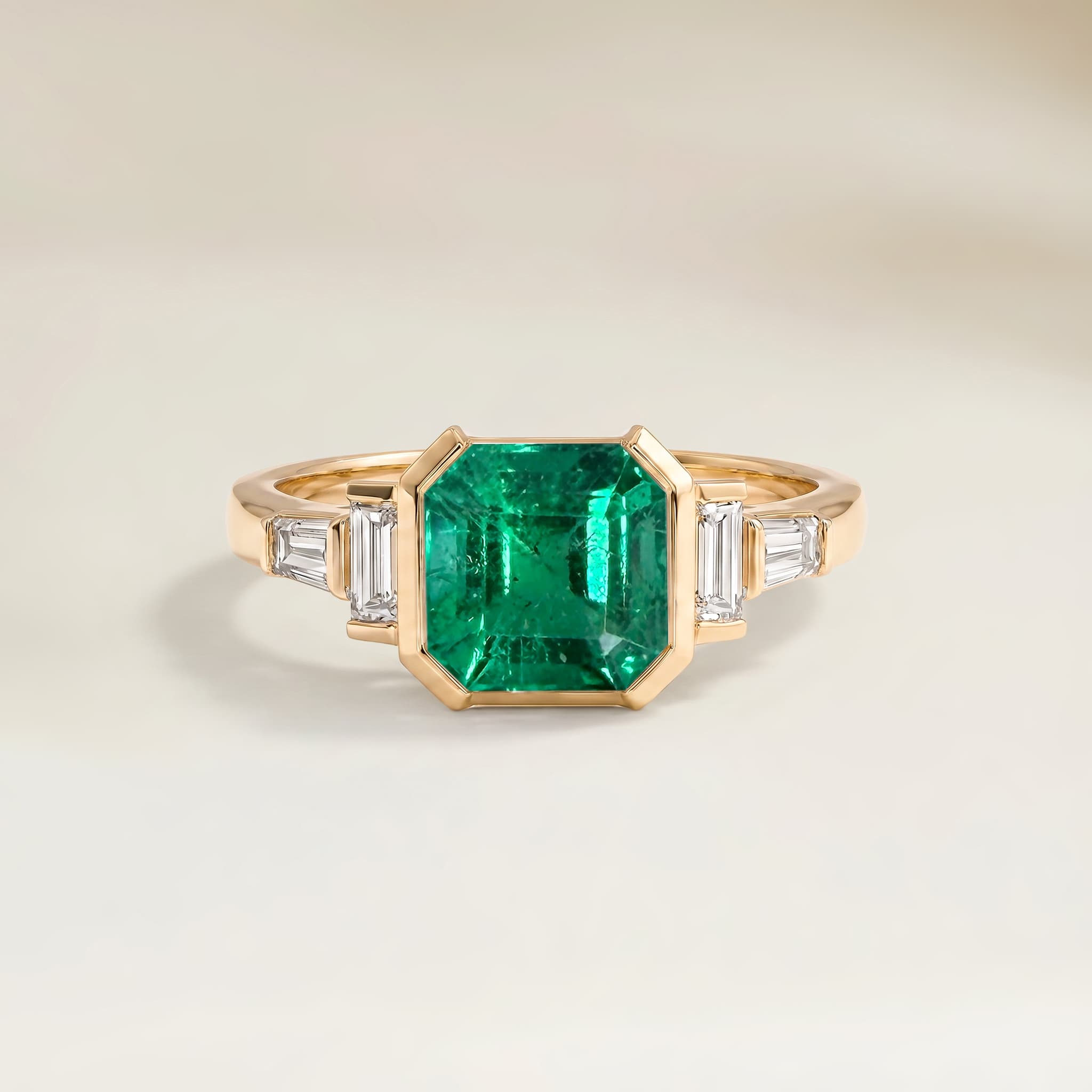Bague Art Deco Emeraude de Zambie Carré de 0,96ct