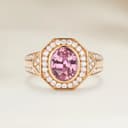 Bague Art Deco Saphir Padparadscha Ovale de 2,20ct
