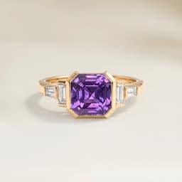 Bague Art Deco Saphir Violet Rectangle de 1,07ct