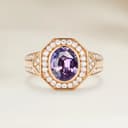 Bague Art Deco Saphir Violet Ovale de 1,39ct