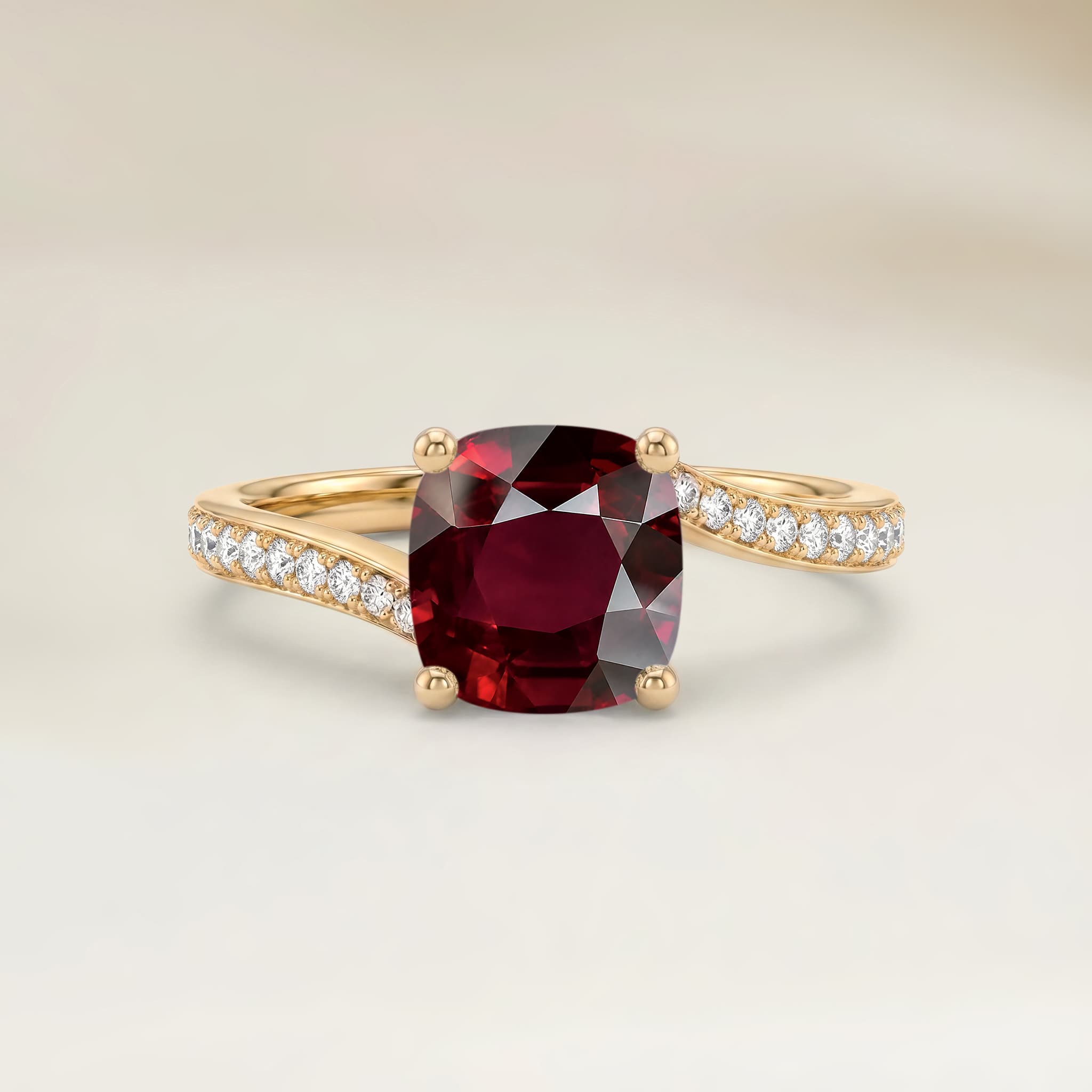 Bague Solitaire Rubis du Mozambique Coussin de 1,63ct