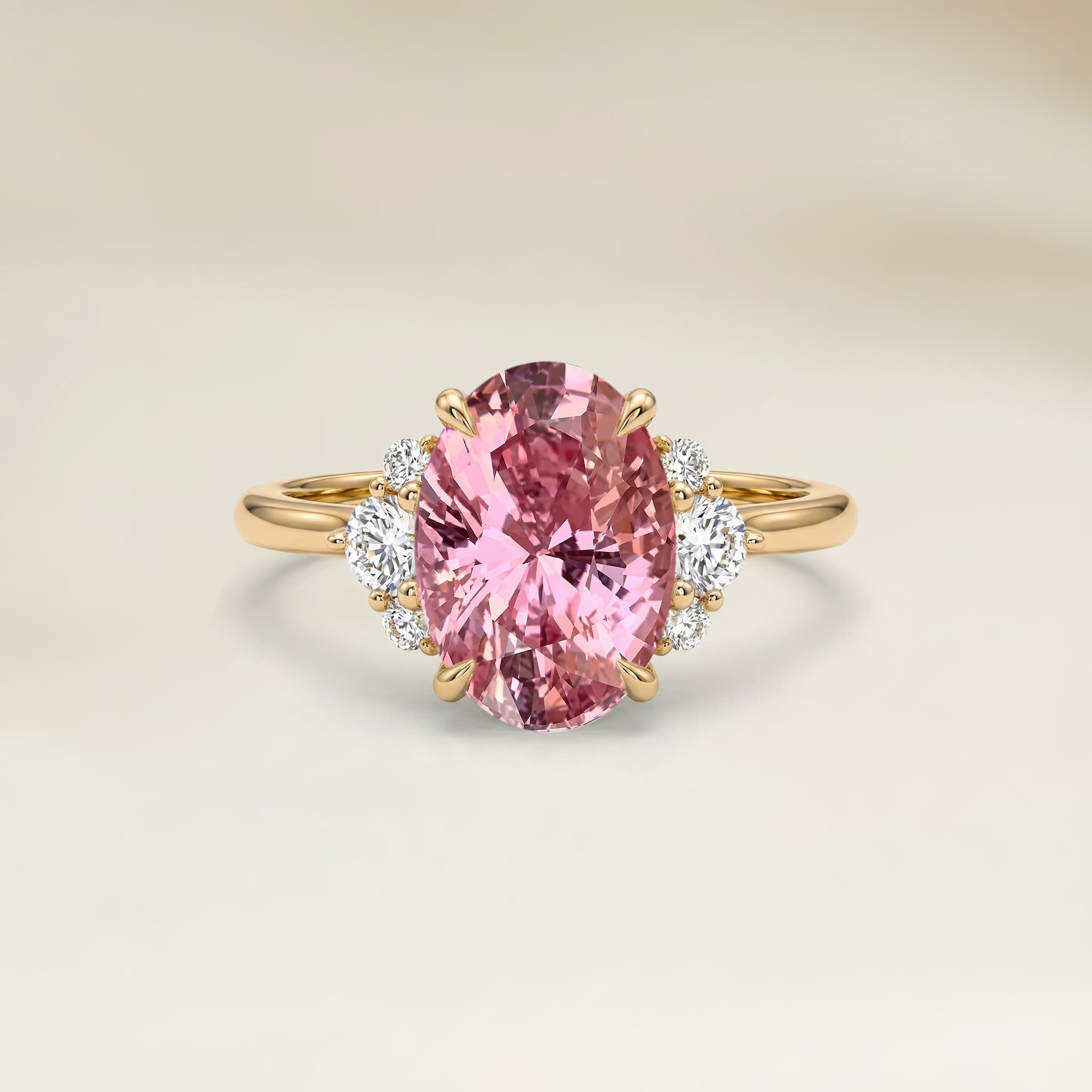 Bague Epaulé Saphir Padparadscha Ovale de 0,99ct
