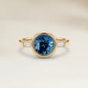 Bague Epaulé Saphir Teal Rond de 1,16ct