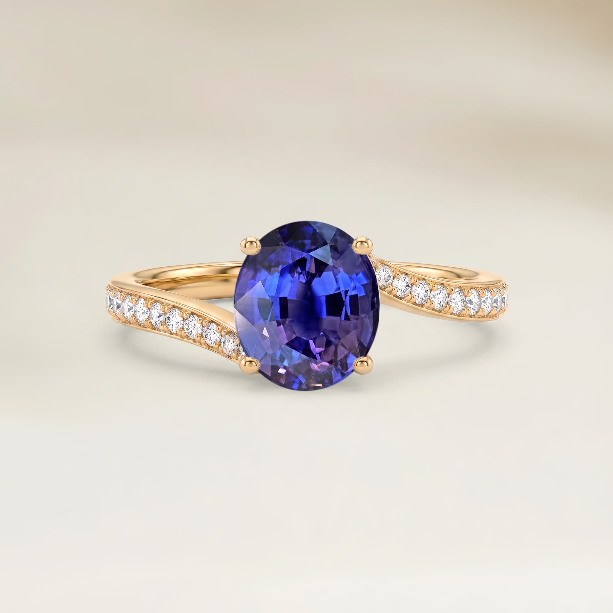 Bague Solitaire Saphir Violet Ovale de 2,49ct image 2