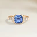 Bague Art Deco Saphir Bleu Carré de 2,05ct