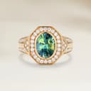 Bague Art Deco Saphir Bicolore Ovale de 2,00ct