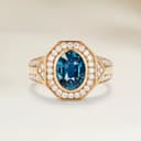Bague Art Deco Saphir Teal Ovale de 2,52ct