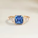 Bague Art Deco Saphir Bleu Rectangle de 1,65ct