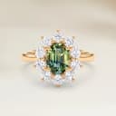 Floral Oval Green Sapphire Ring, 1.52 ct