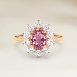 Floral 1.11ct Oval Padparadscha Sapphire Ring