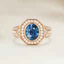 Bague Art Deco Saphir Teal Ovale de 1,58ct