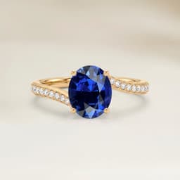 Bague Solitaire Saphir Bleu Ovale de 2,06ct